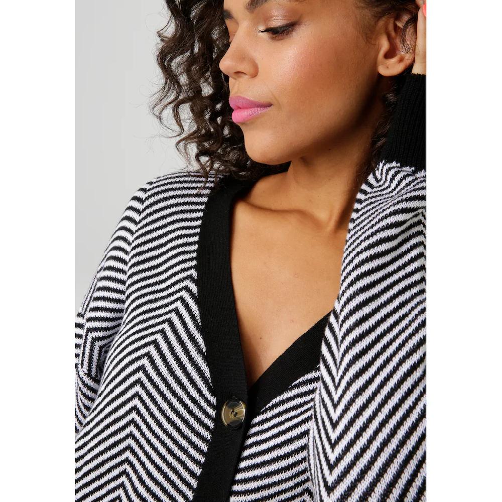 Aniston CASUAL Strickjacke Im Trendigem Fischgrat-Muster - NEUE KOLLEKTION