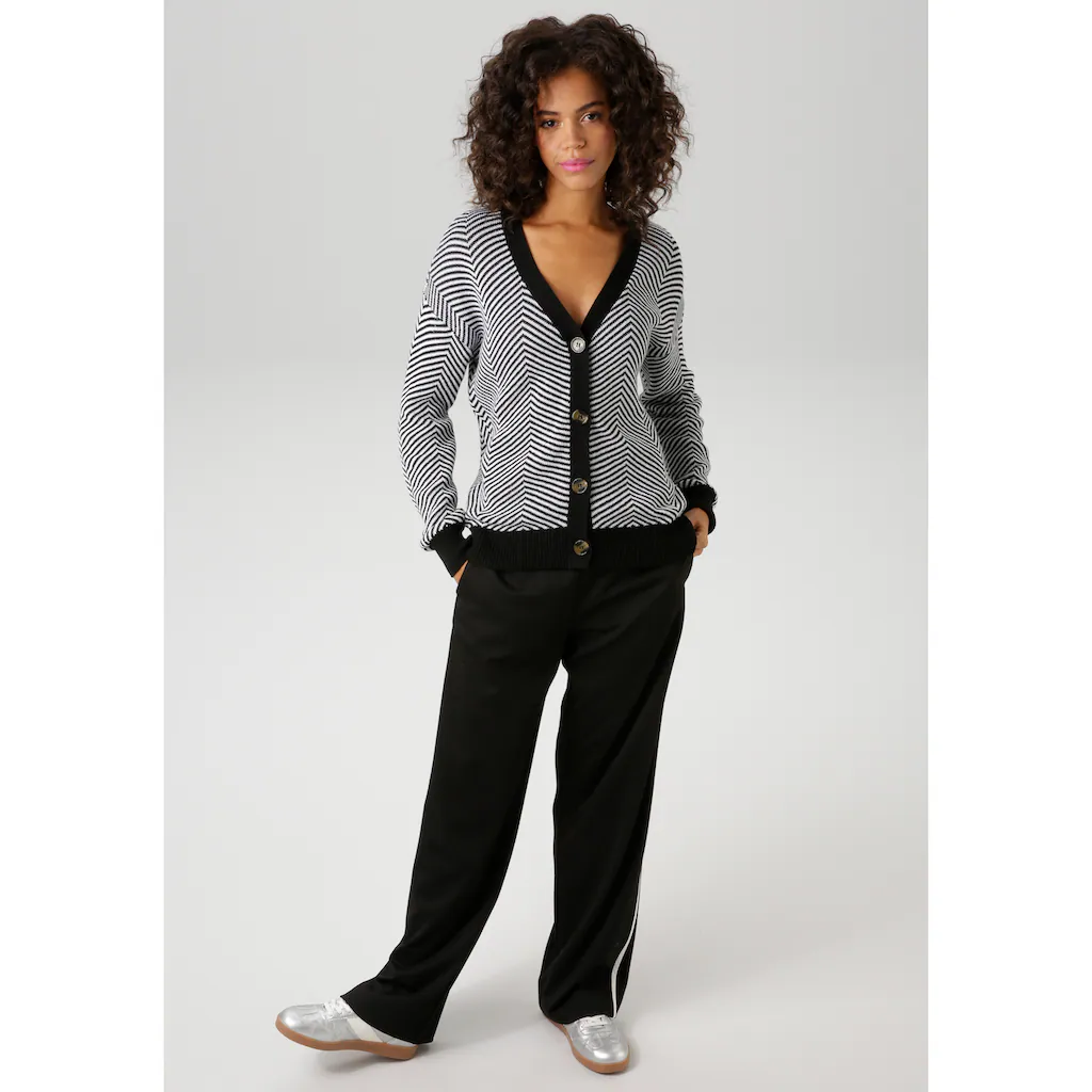 Aniston CASUAL Strickjacke Im Trendigem Fischgrat-Muster - NEUE KOLLEKTION