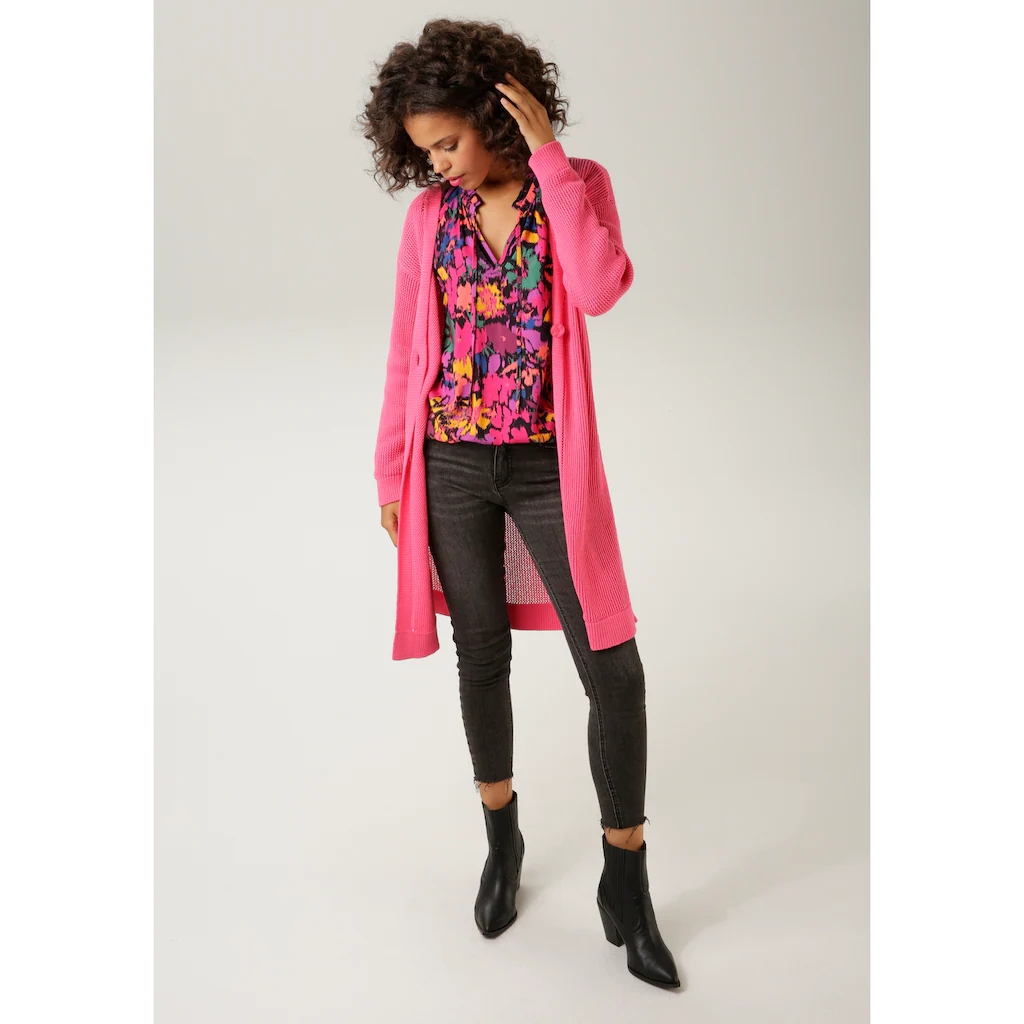 Aniston CASUAL Strickjacke Im Trendigem Netzstrickmuster