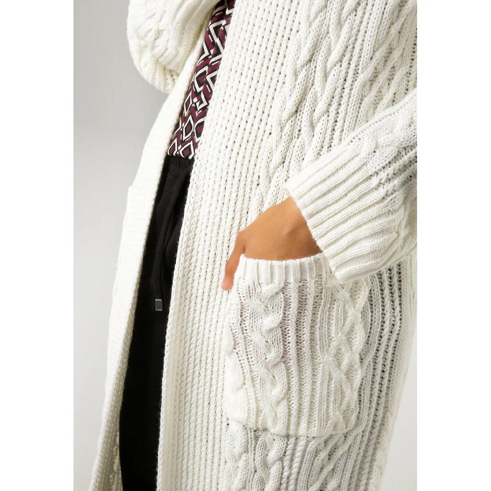 Aniston CASUAL Strickjacke Im Trendigem Zopf- Und Ajour-Muster-Mix