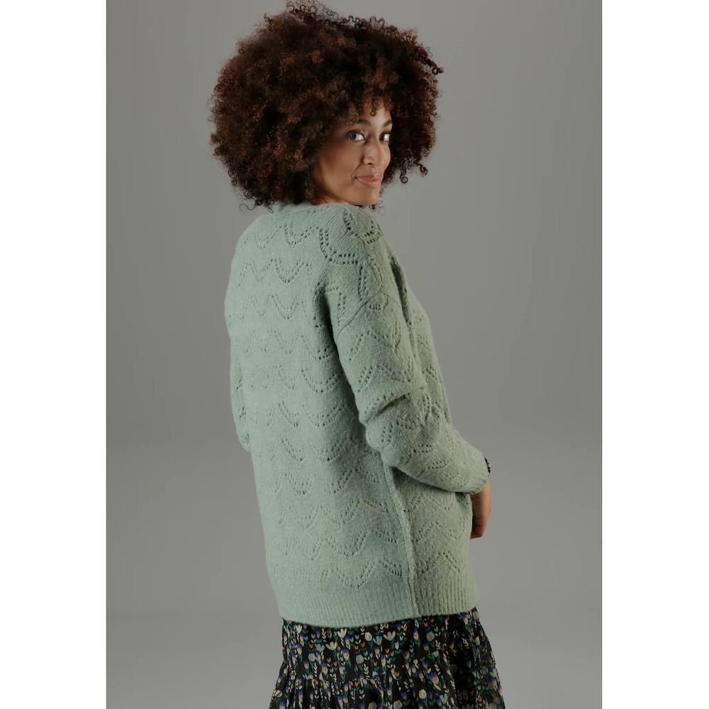 Aniston CASUAL Strickjacke Mit Ajourstrickmuster