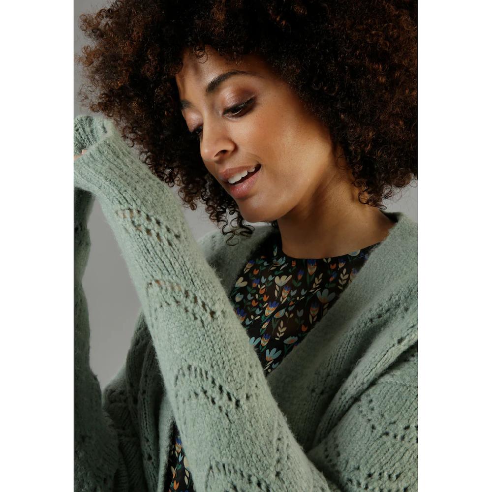 Aniston CASUAL Strickjacke Mit Ajourstrickmuster
