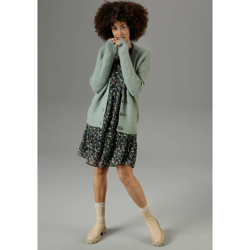 Aniston CASUAL Strickjacke Mit Ajourstrickmuster