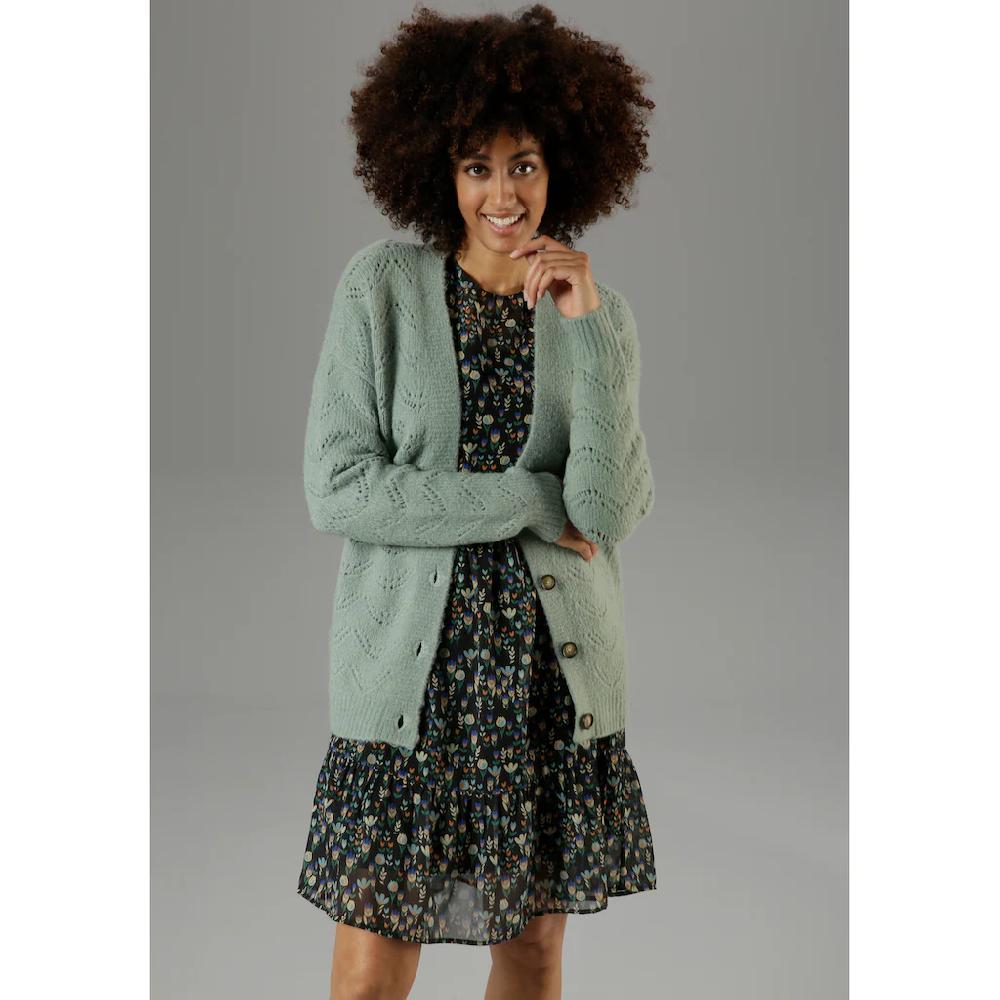 Aniston CASUAL Strickjacke mit Ajourstrickmuster