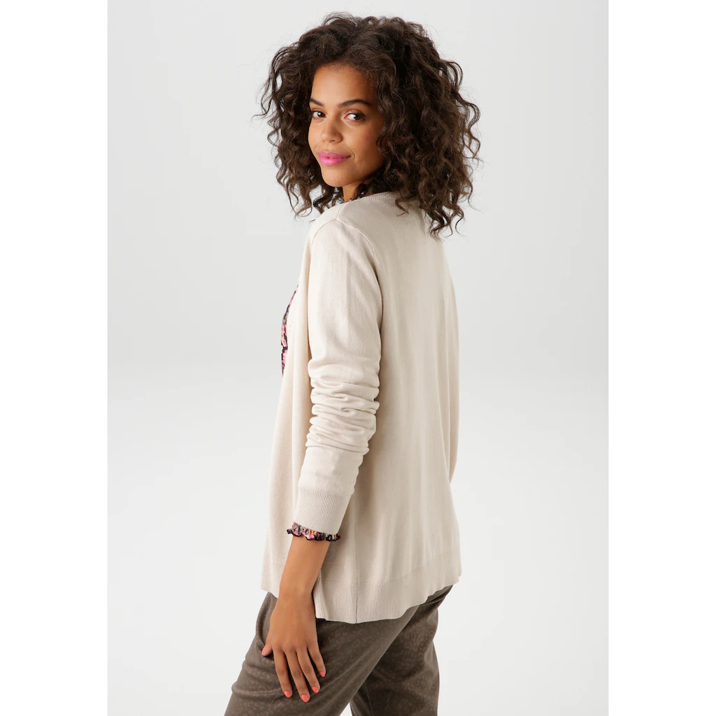 Aniston CASUAL Strickjacke Mit Rundhals-Ausschnitt - NEUE KOLLEKTION