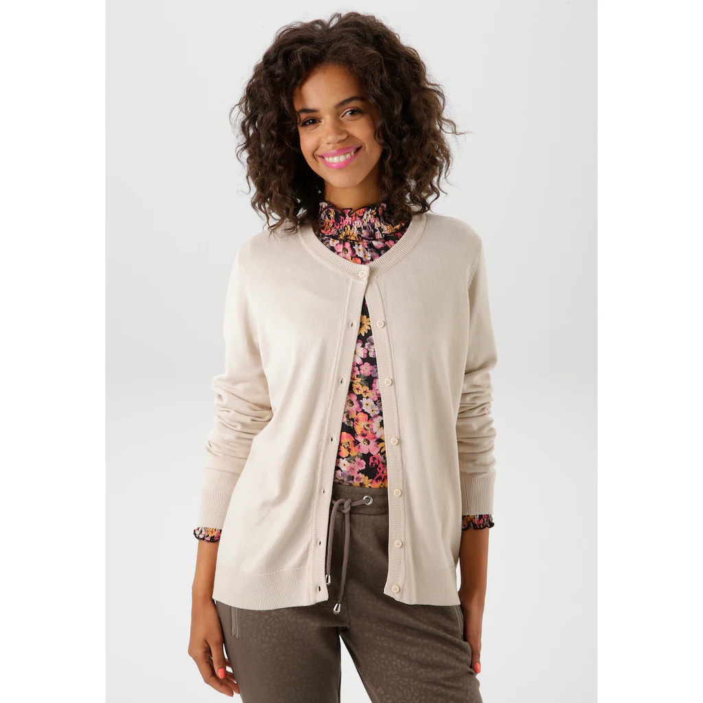 Aniston CASUAL Strickjacke mit Rundhals-Ausschnitt - NEUE KOLLEKTION