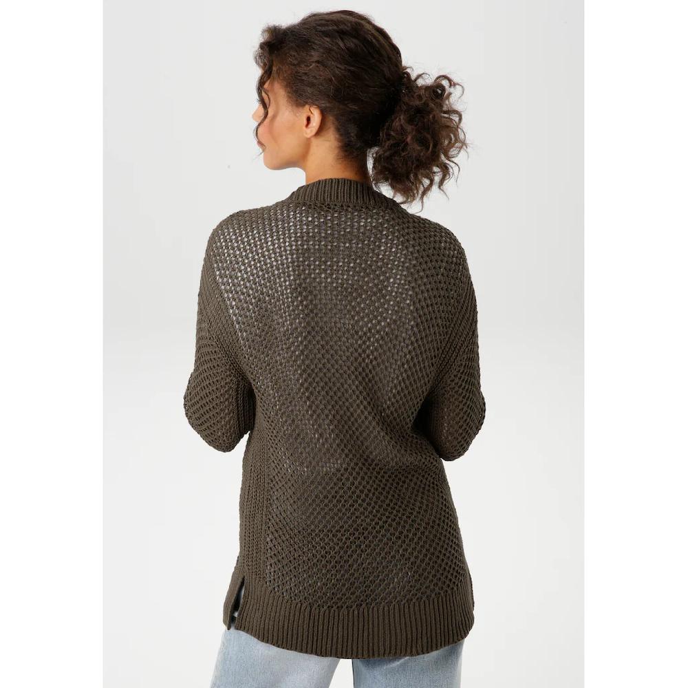 Aniston CASUAL Strickjacke Mit Trendigem Lochstrick-Muster - NEUE KOLLEKTION
