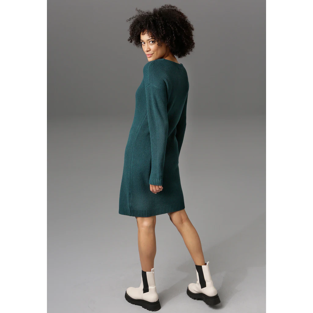 Aniston CASUAL Strickkleid Mit Rundhals-Ausschnitt