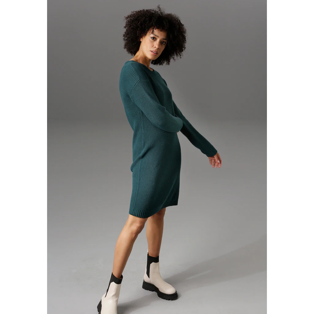 Aniston CASUAL Strickkleid Mit Rundhals-Ausschnitt