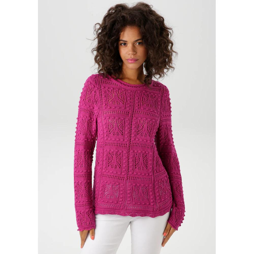 Aniston CASUAL Strickpullover im attraktiven Ajour-Muster-Mix - NEUE KOLLEKTION
