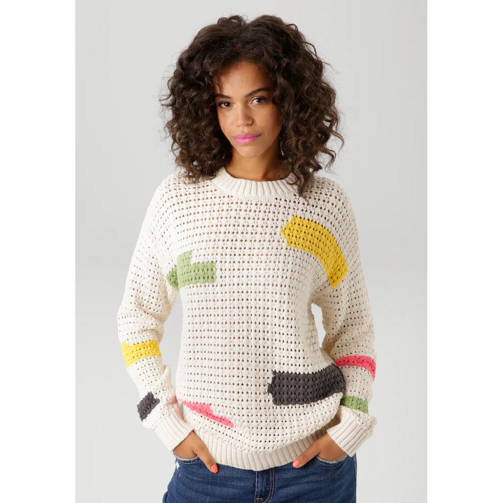 Aniston CASUAL Strickpullover Mit Eingestrickten Farb-Highlight - NEUE KOLLEKTION