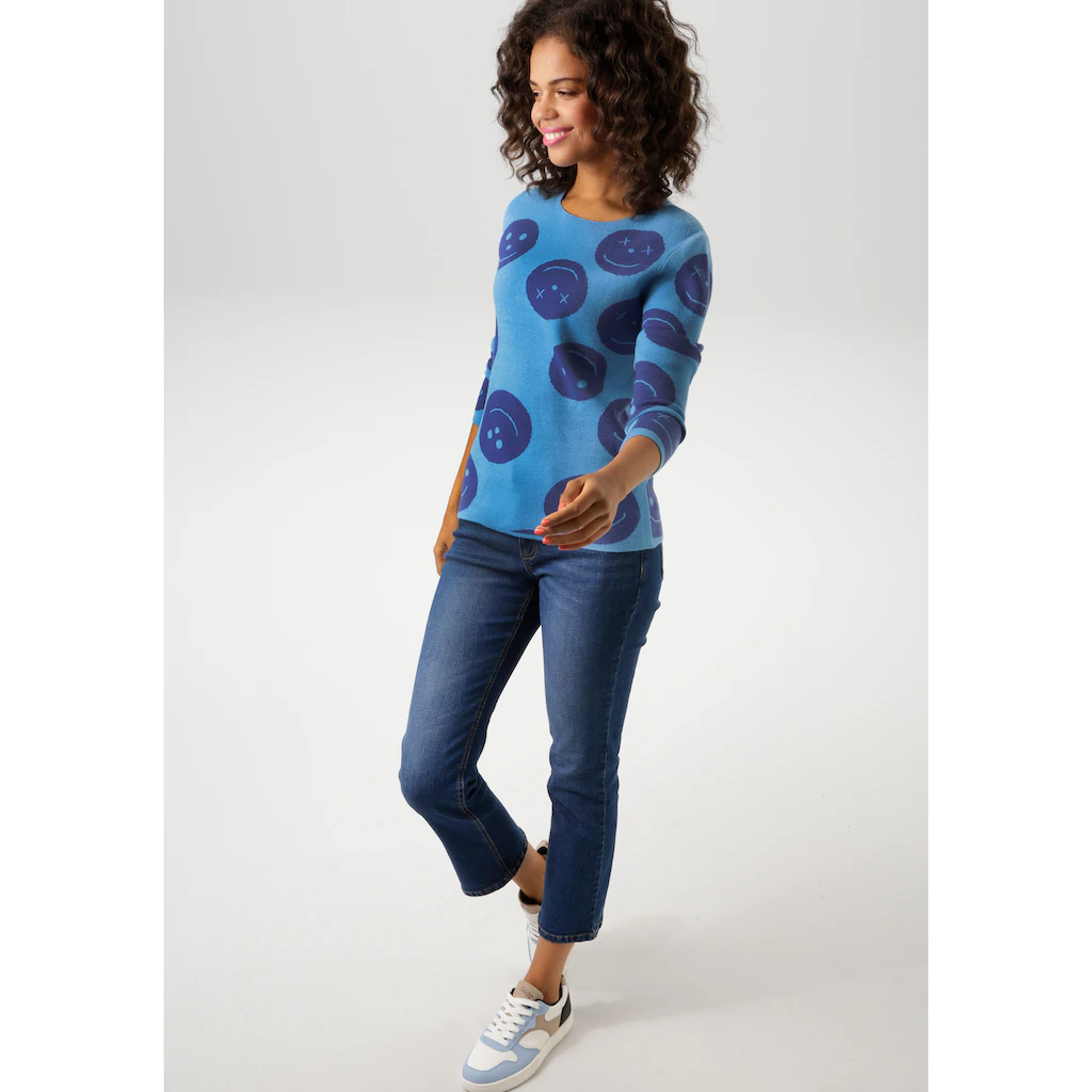 Aniston CASUAL Strickpullover Mit Eingestrickten Smileys - NEUE KOLLEKTION