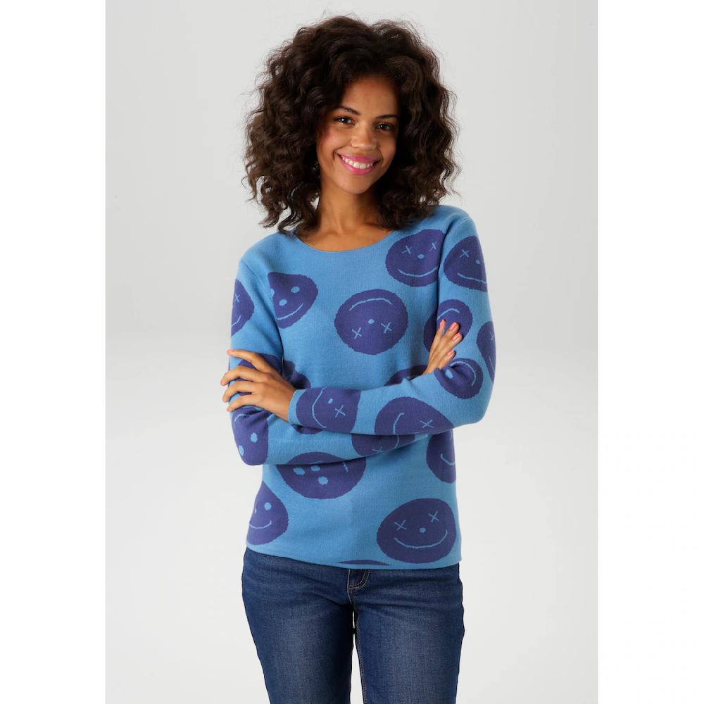 Aniston CASUAL Strickpullover mit eingestrickten Smileys - NEUE KOLLEKTION