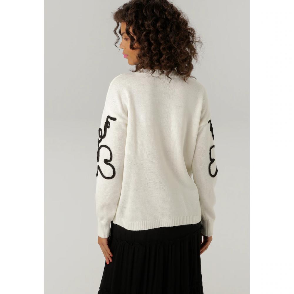 Aniston CASUAL Strickpullover Mit Extravaganten Blüten-Applikationen - NEUE KOLLEKTION