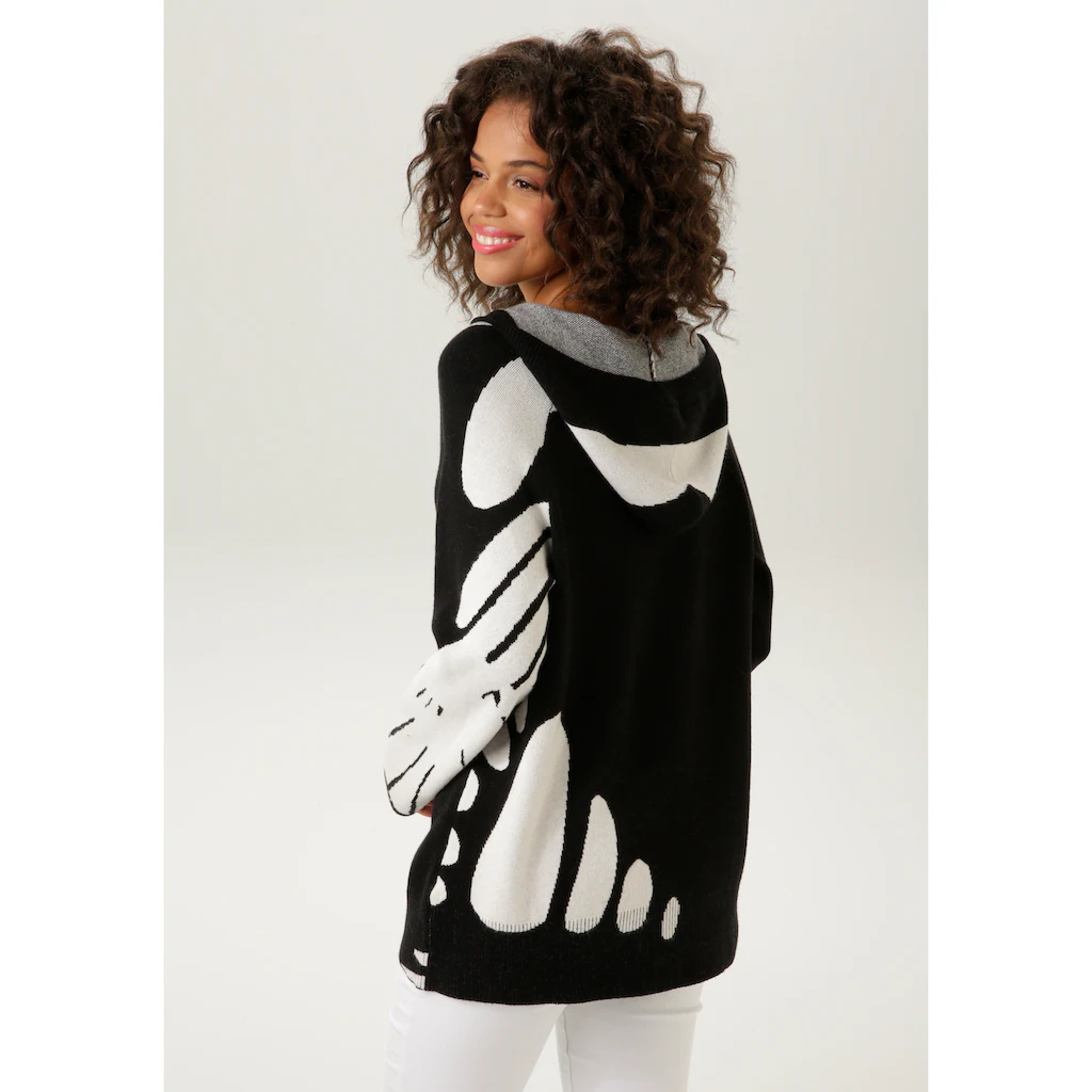 Aniston CASUAL Strickpullover Mit Kapuze Und V-Ausschnitt