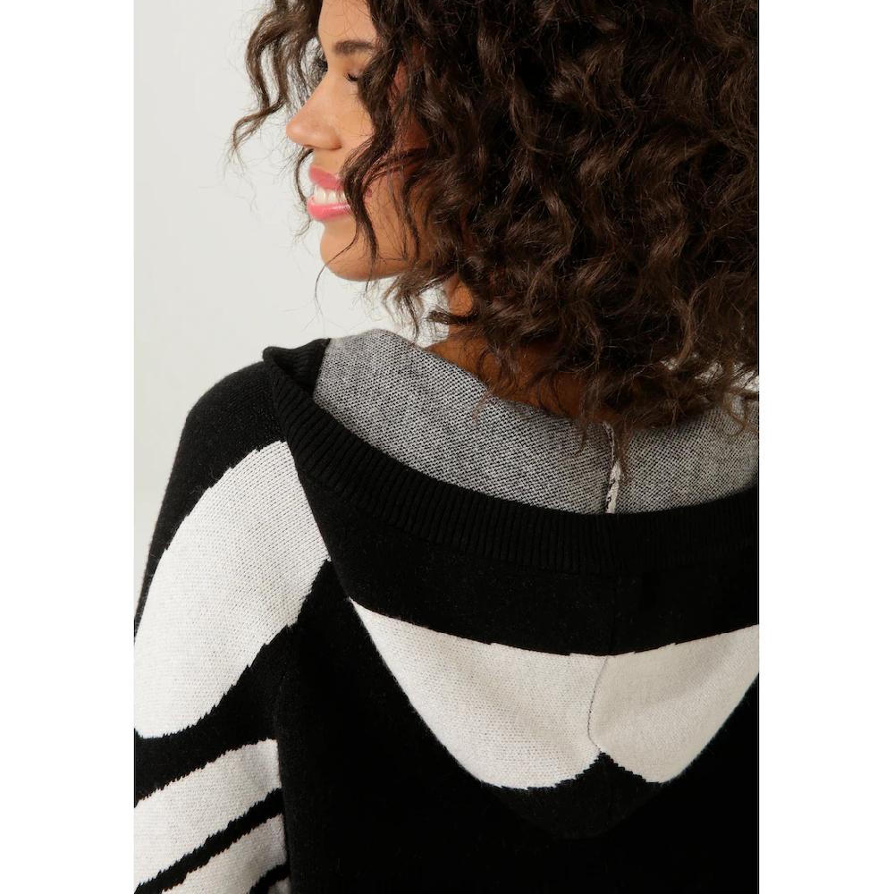 Aniston CASUAL Strickpullover Mit Kapuze Und V-Ausschnitt