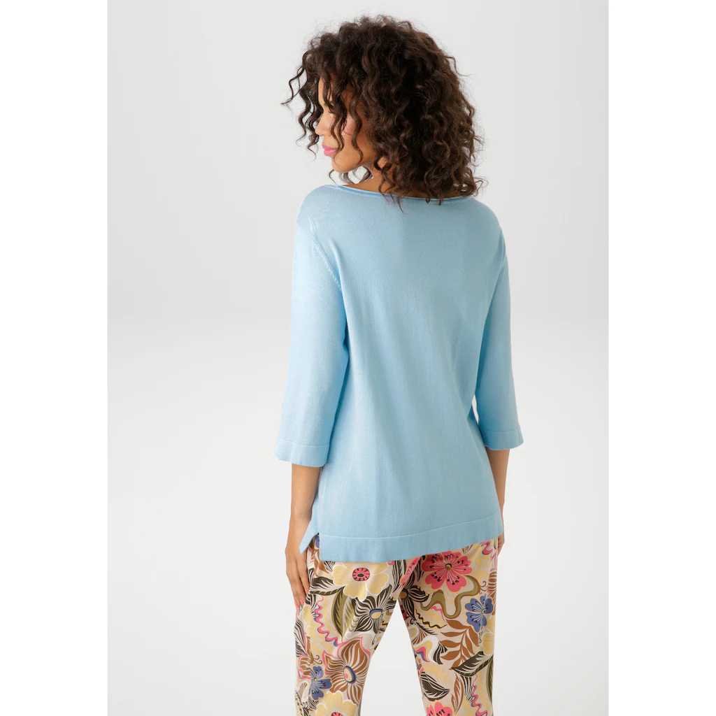 Aniston CASUAL Strickpullover Mit Kleinem Schlitz An Den 3/4-langen Ärmeln - NEUE KOLLEKTION