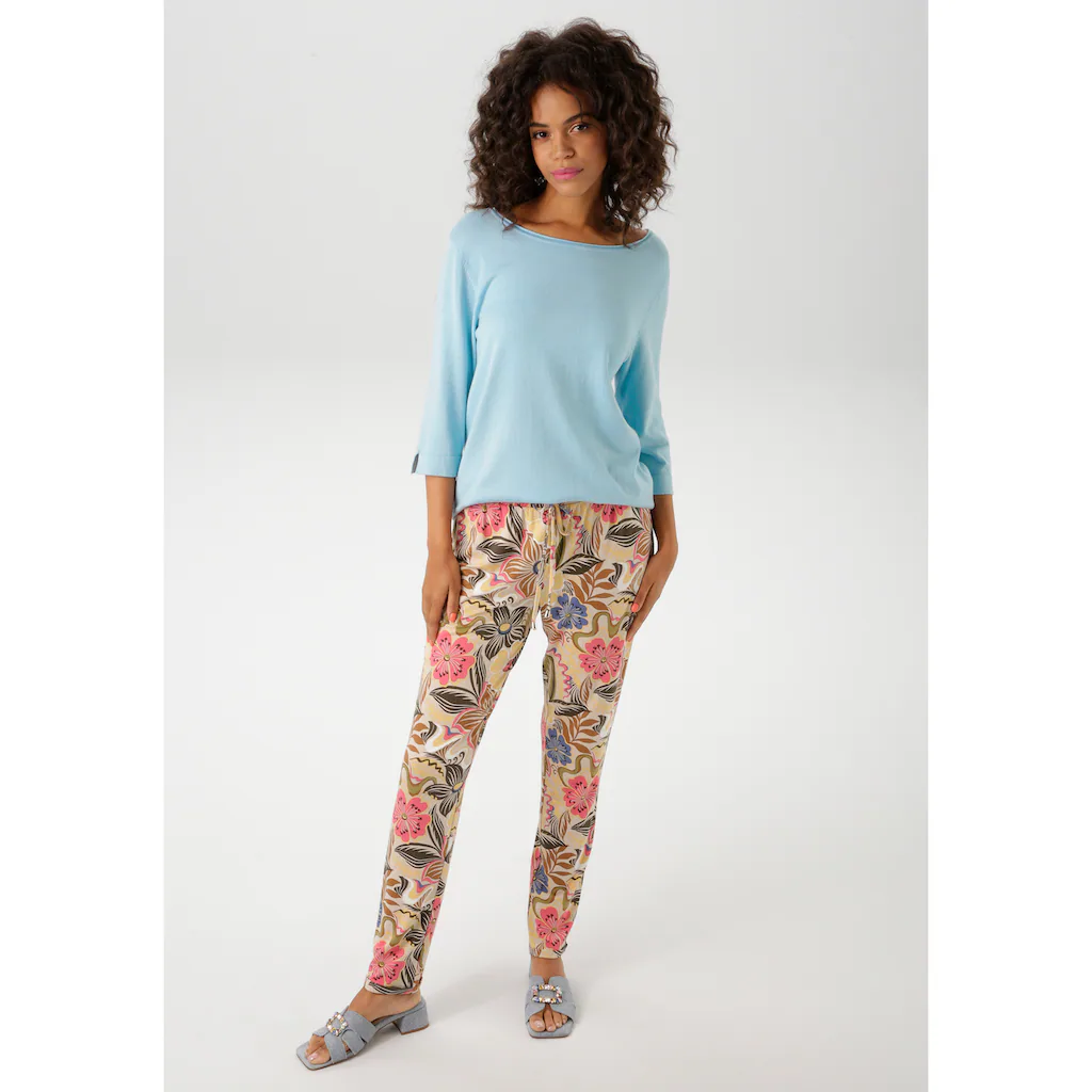 Aniston CASUAL Strickpullover Mit Kleinem Schlitz An Den 3/4-langen Ärmeln - NEUE KOLLEKTION