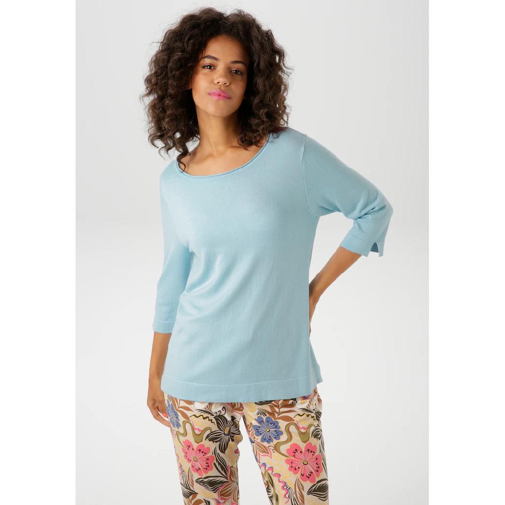 Aniston CASUAL Strickpullover mit kleinem Schlitz an den 3/4-langen Ärmeln - NEUE KOLLEKTION