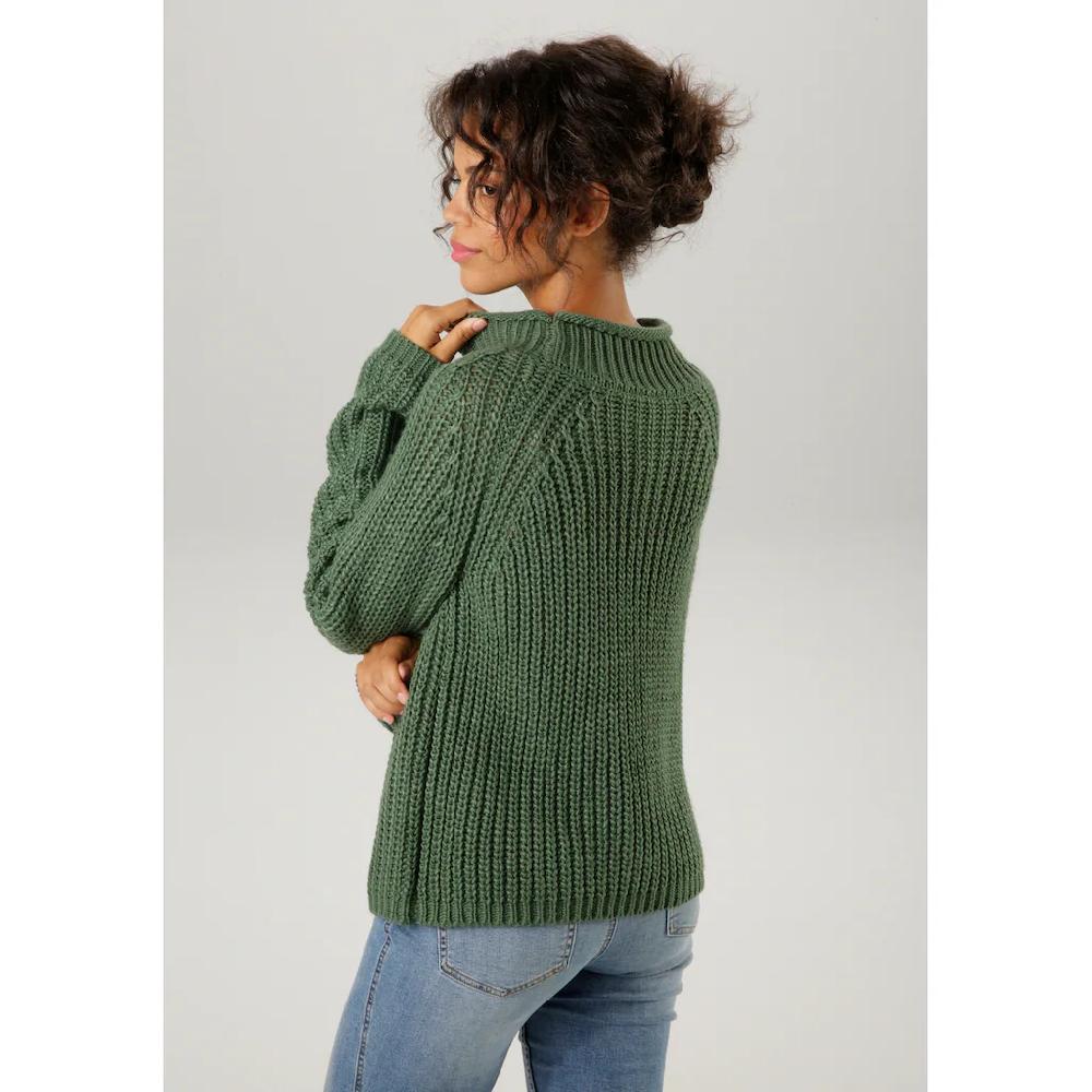 Aniston CASUAL Strickpullover Mit Rollkante Am Stehkragen