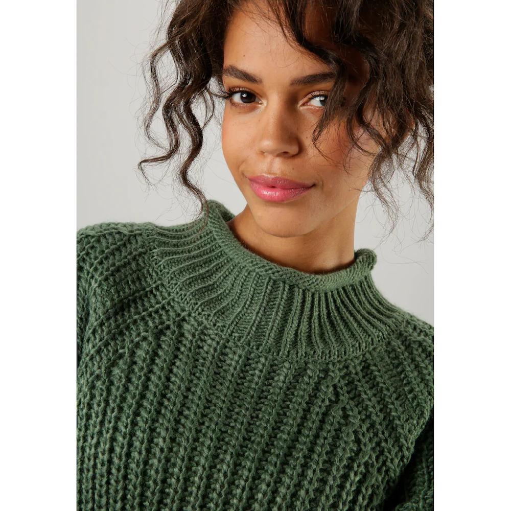 Aniston CASUAL Strickpullover Mit Rollkante Am Stehkragen