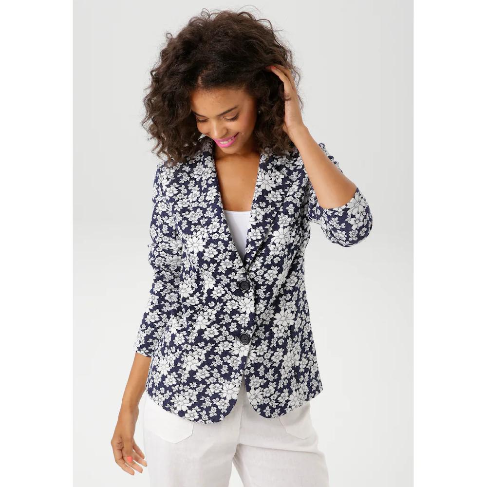 Aniston CASUAL Sweatblazer mit ausdrucksvollem Blumenmuster - NEUE KOLLEKTION