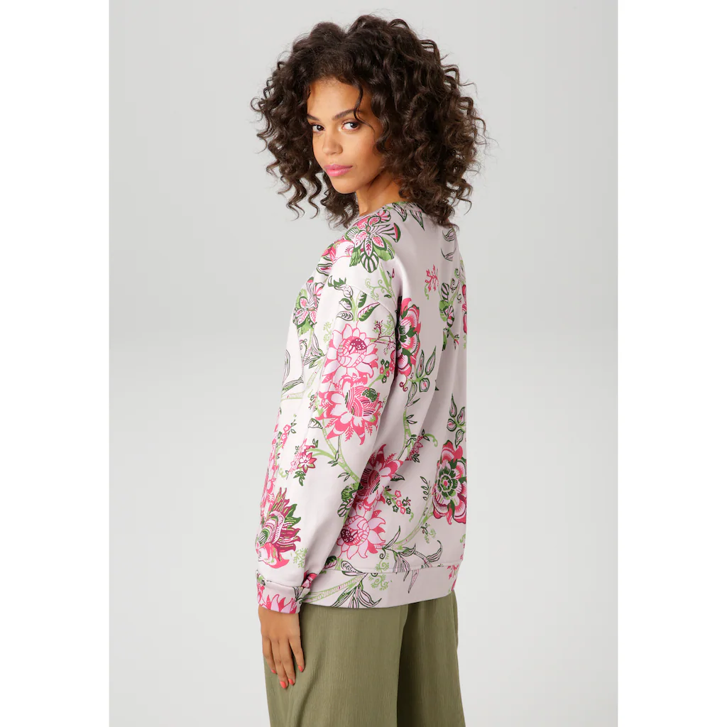 Aniston CASUAL Sweatshirt Im Extravaganten Blumendruck Mit Folienprint - NEUE KOLLEKTION