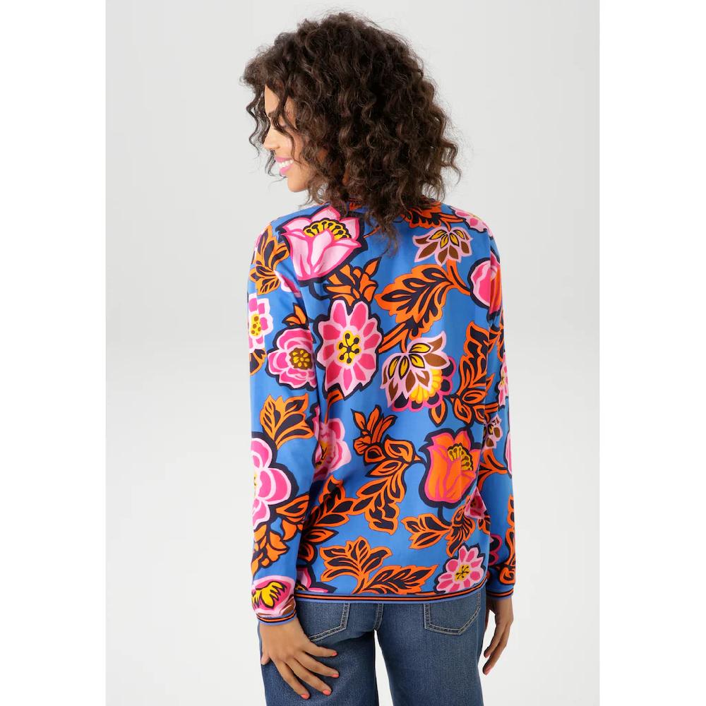 Aniston CASUAL Sweatshirt Mit Großflächigen Grafischen Blumendruck - NEUE KOLLEKTION