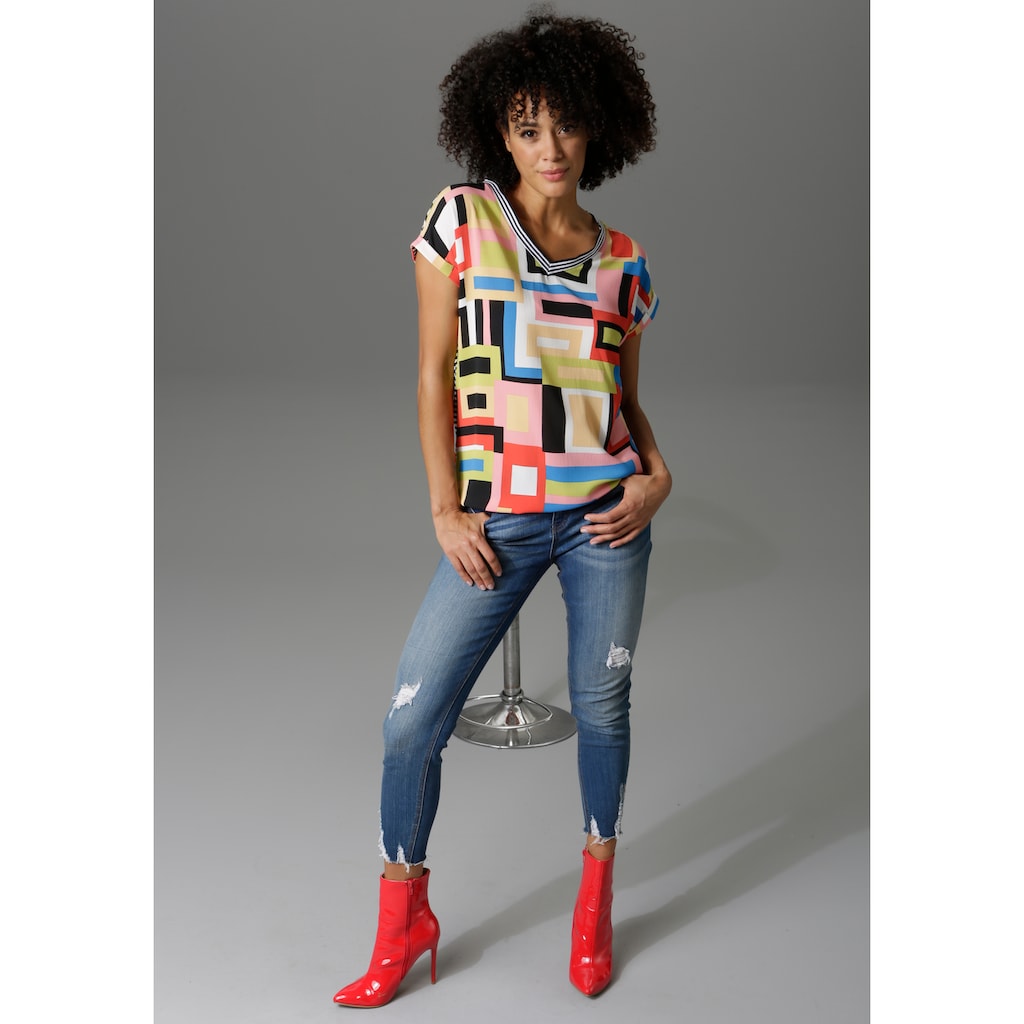 Aniston CASUAL T-Shirt Im Material- Und Mustermix