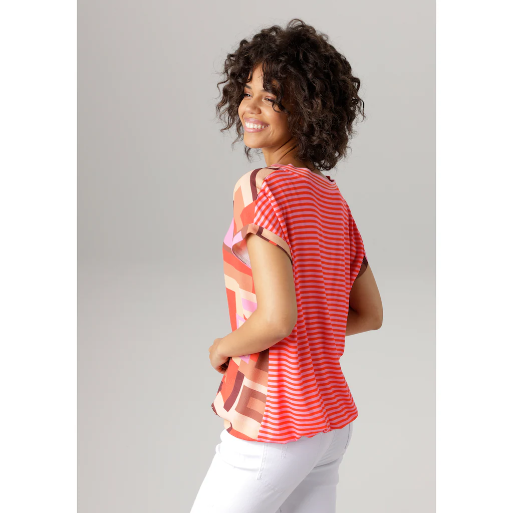 Aniston CASUAL T-Shirt Im Material- Und Mustermix