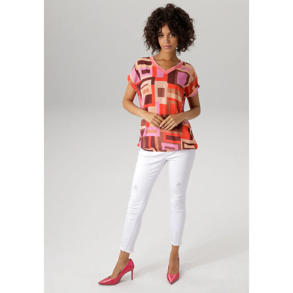 Aniston CASUAL T-Shirt Im Material- Und Mustermix