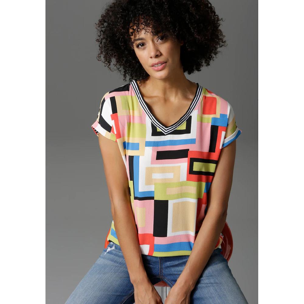 Aniston CASUAL T-Shirt im Material- und Mustermix Aniston CASUAL T-Shirt im Material- und Mustermix