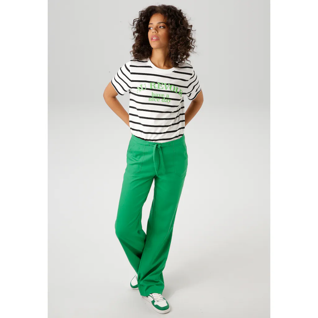 Aniston CASUAL T-Shirt Im Streifen-Dessin Mit Statement-Schriftzug - NEUE KOLLEKTION