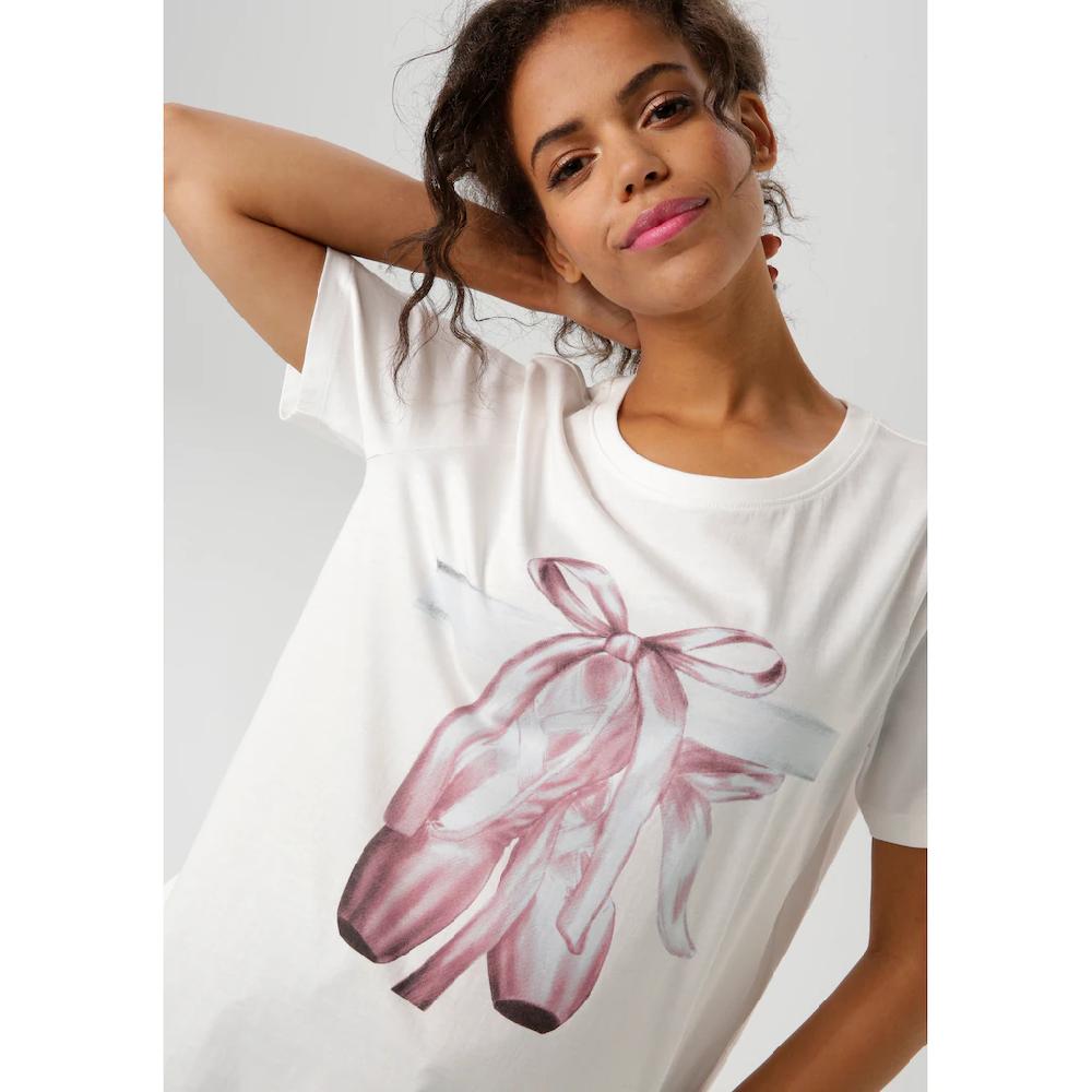 Aniston CASUAL T-Shirt Mit Ballettschuhen Verziertem Frontdruck - NEUE KOLLEKTION