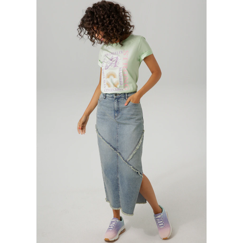 Aniston CASUAL T-Shirt Mit Farbharmonischen Frontprint Aus Foliendruck - NEUE KOLLEKTION