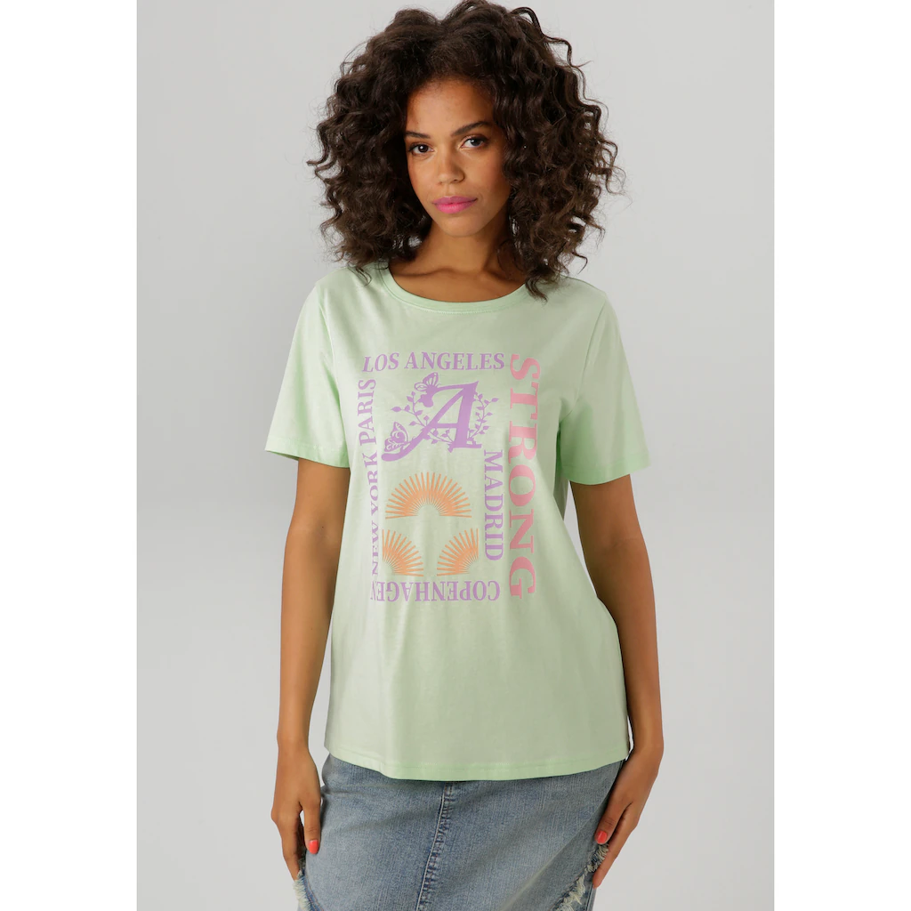 Aniston CASUAL T-Shirt mit farbharmonischen Frontprint aus Foliendruck - NEUE KOLLEKTION