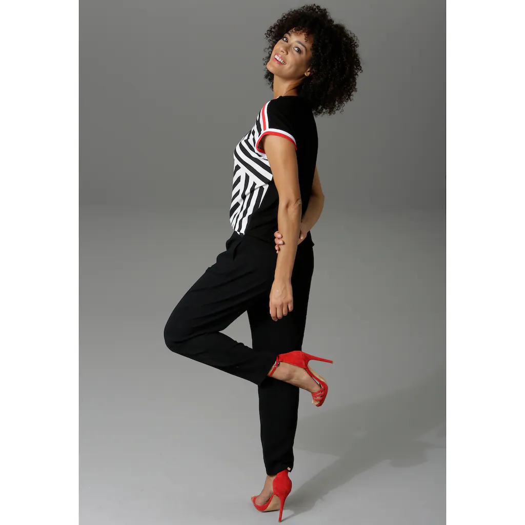 Aniston CASUAL T-Shirt Mit Gestreiften Bündchen