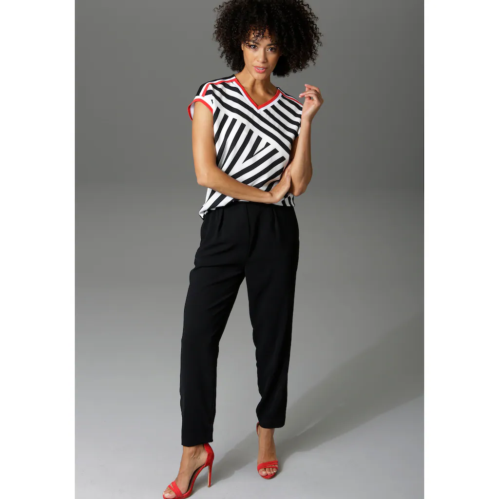 Aniston CASUAL T-Shirt Mit Gestreiften Bündchen