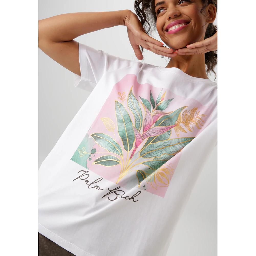Aniston CASUAL T-Shirt Mit Goldfarbenen Glitzerdruck Verzierter Frontprint - NEUE KOLLEKTION