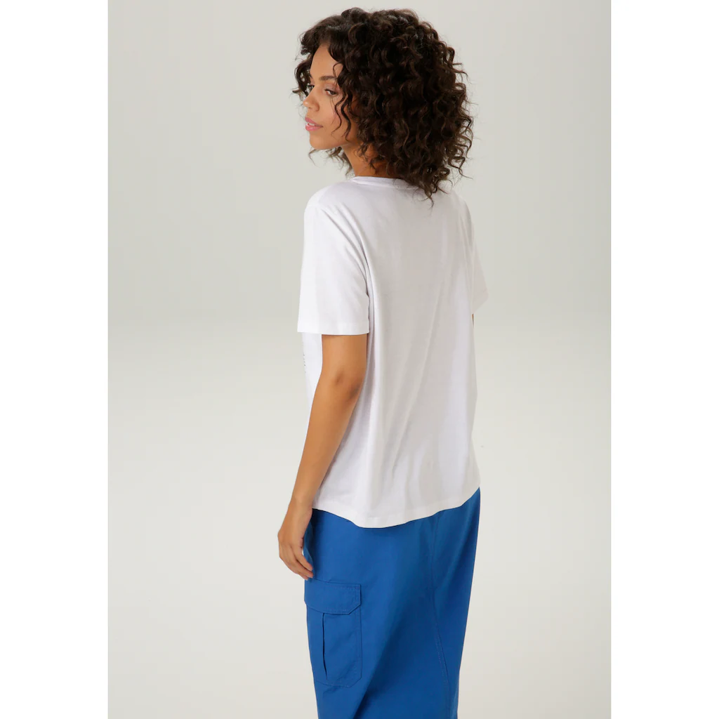 Aniston CASUAL T-Shirt Mit Silberfarbenem Folienprint Verzierter Frontdruck