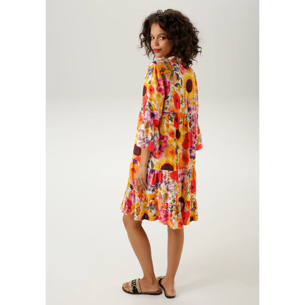 Aniston CASUAL Tunikakleid Mit Farbenfrohem Großflächigem Blumendruck
