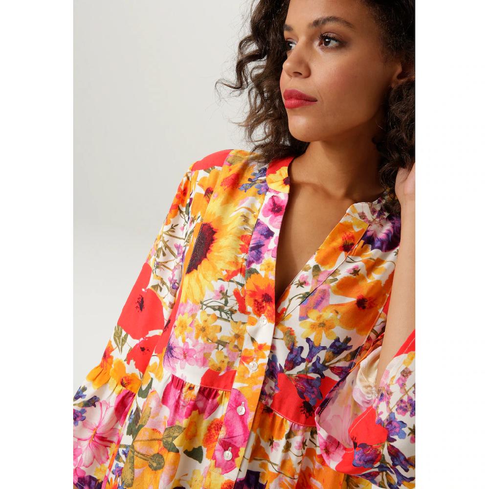 Aniston CASUAL Tunikakleid Mit Farbenfrohem Großflächigem Blumendruck