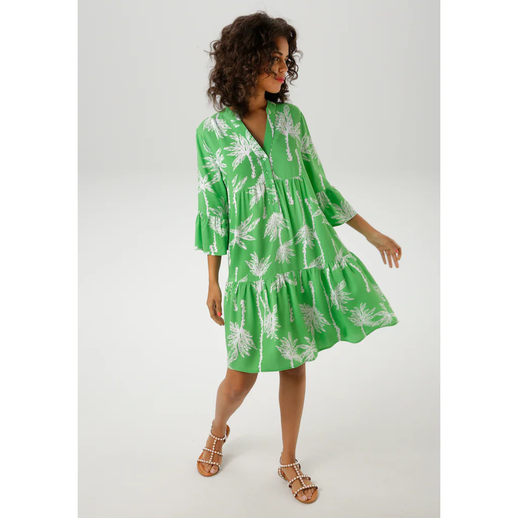 Aniston CASUAL Tunikakleid Mit Palmen Bedruckt - Jedes Teil Ein Unikat - NEUE KOLLEKTION