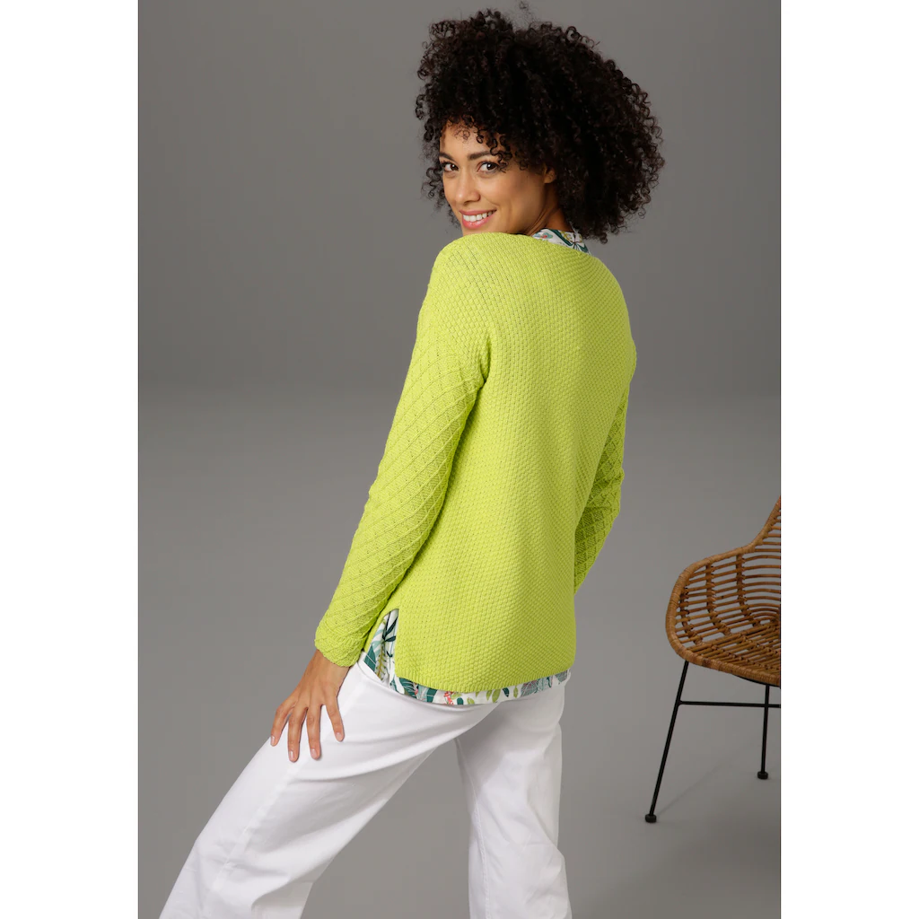 Aniston CASUAL V-Ausschnitt-Pullover Im Trendigen Mustermix