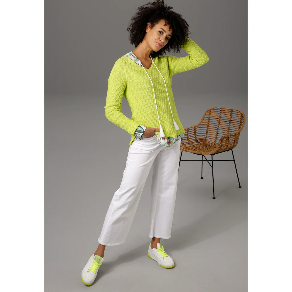 Aniston CASUAL V-Ausschnitt-Pullover Im Trendigen Mustermix