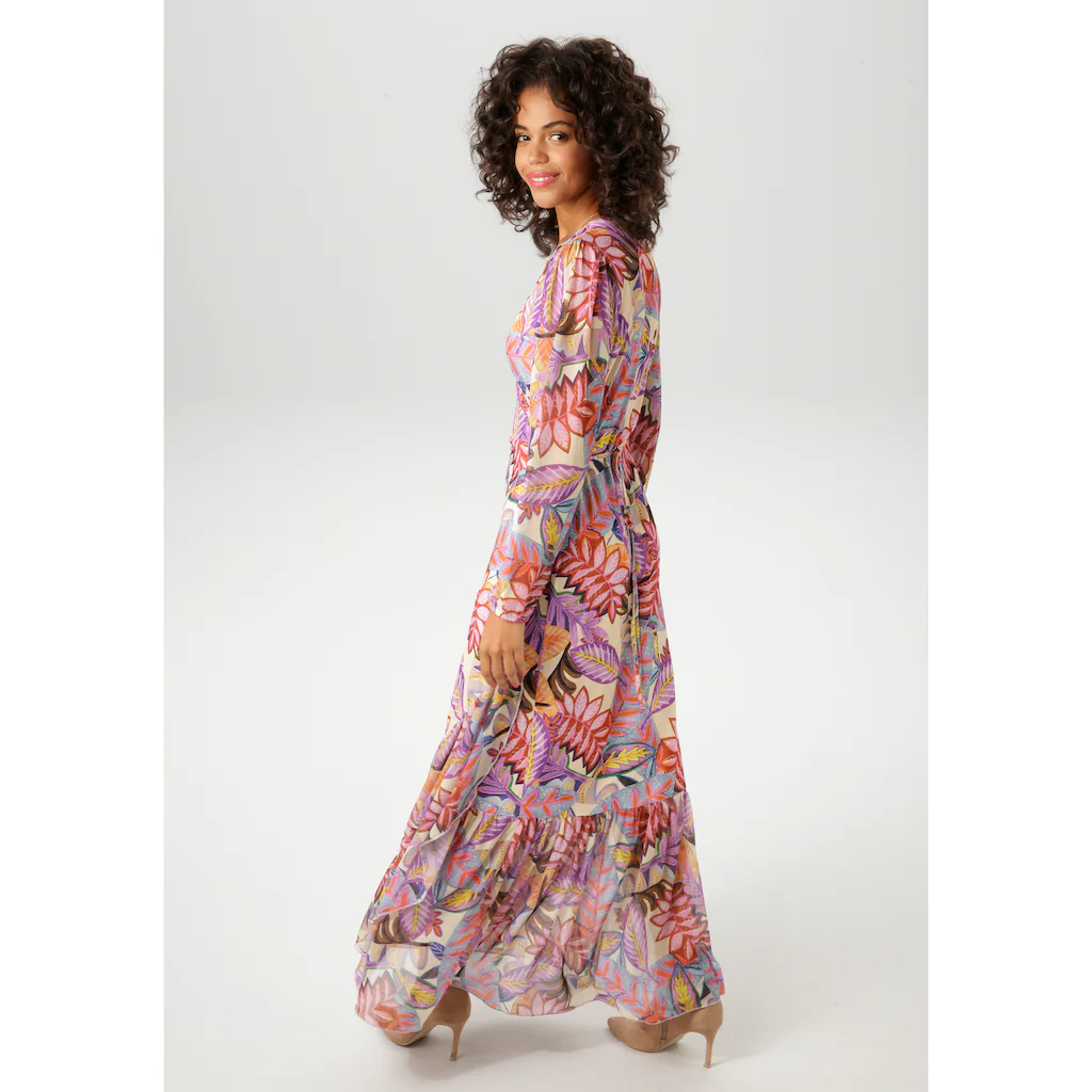 Aniston CASUAL Wickelkleid Mit Farbenfrohen Großflächigen Blättern Bedruckt - NEUE KOLLEKTION