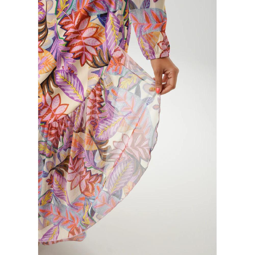Aniston CASUAL Wickelkleid Mit Farbenfrohen Großflächigen Blättern Bedruckt - NEUE KOLLEKTION
