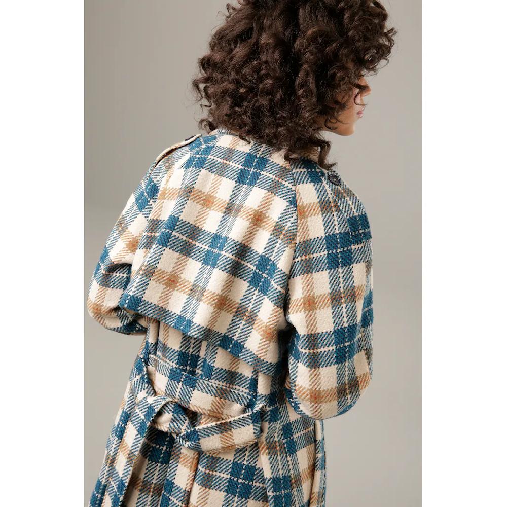 Aniston CASUAL Wintermantel (mit Bindegürtel) Im Ausdrucksvollem Karo-Dessin