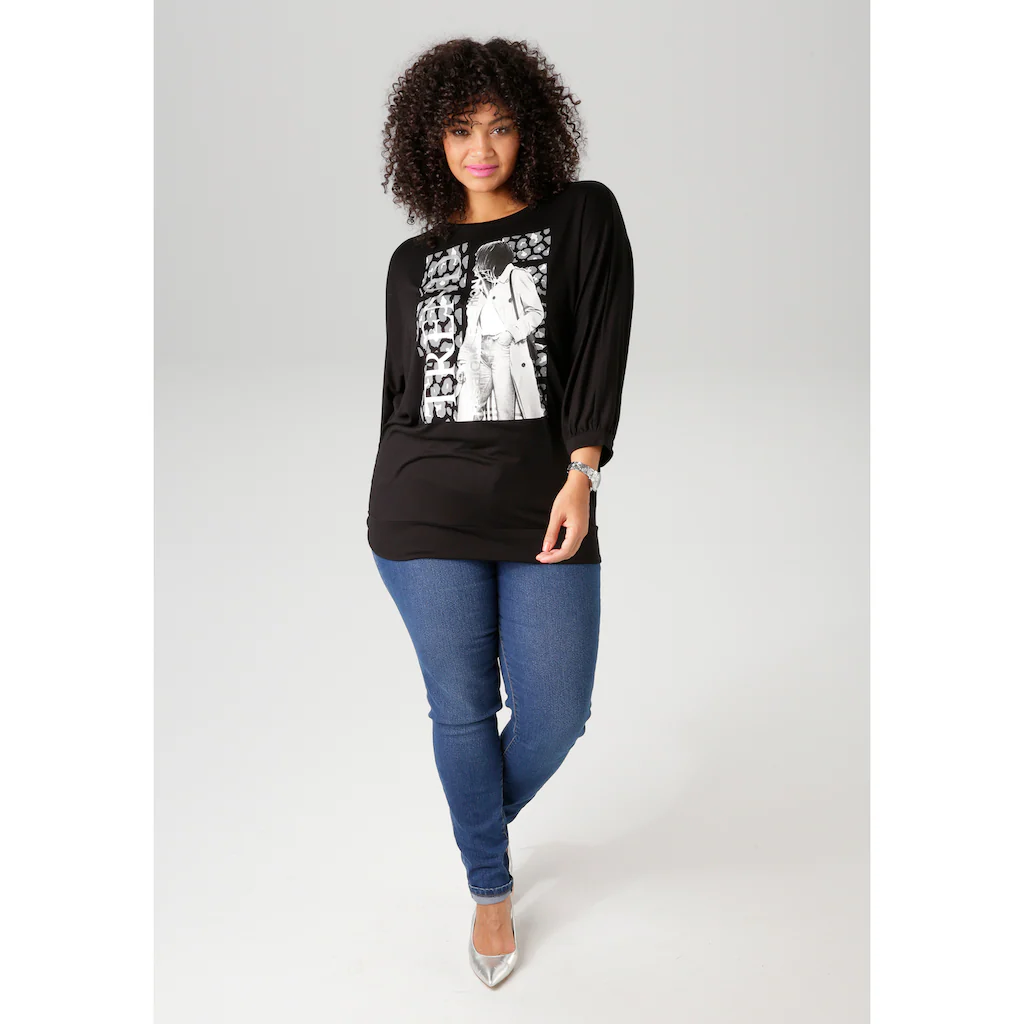 Aniston PLUS 3/4-Arm-Shirt Mit Trendigem Druckmotiv - NEUE KOLLEKTION