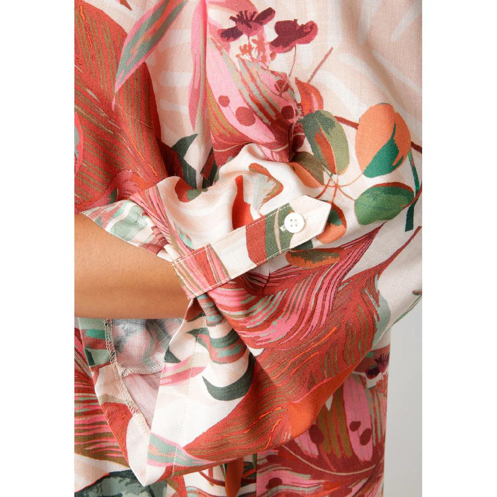 Aniston PLUS Hemdbluse Mit Großflächigen Farbharmonischen Blättern - NEUE KOLLEKTION